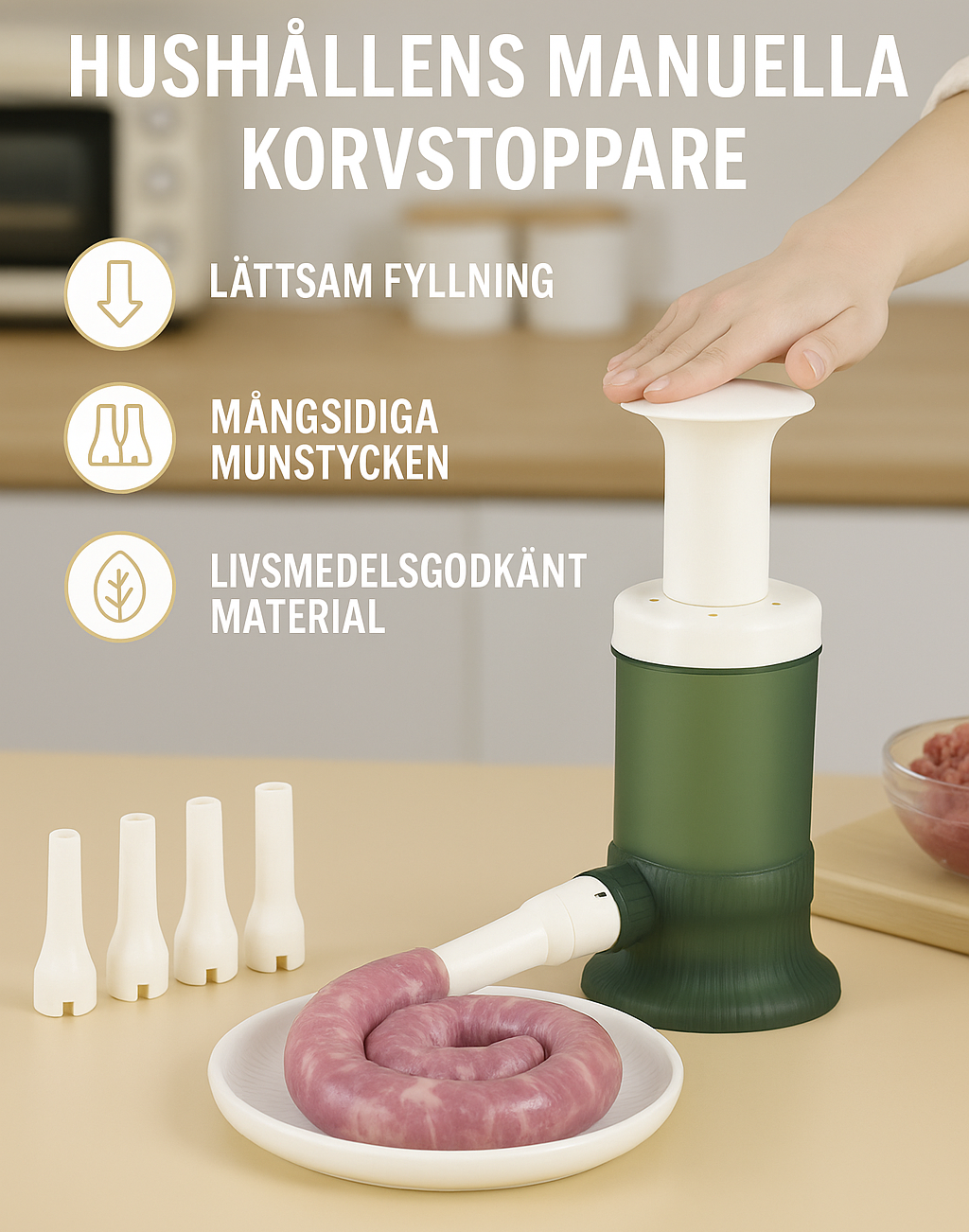 Hushålls manuell korvfyllningsmaskin